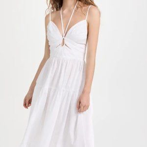 ULLA JOHNSON - Phoebe tiered cutout cotton-poplin midi dress - worn once